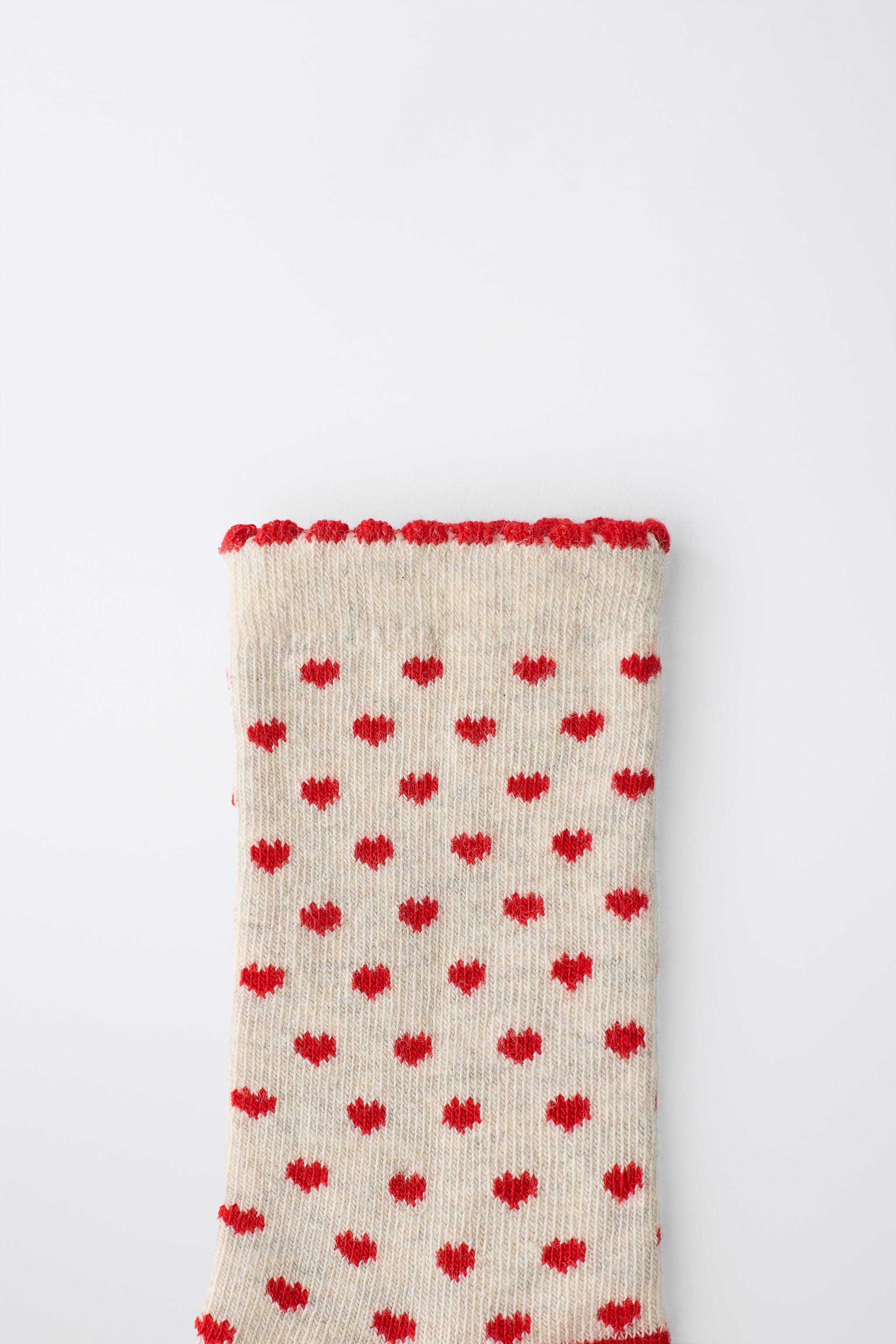 LOT DE TROIS PAIRES CHAUSSETTES MI-HAUTES CŒURS ET RAYURES